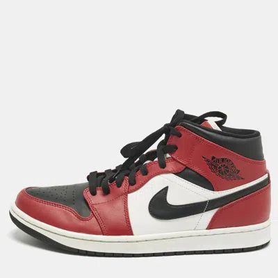 Pre-owned Air Jordans Multicolor Leather Jordan 1 Mid Chicago Toe Sneakers Size 45