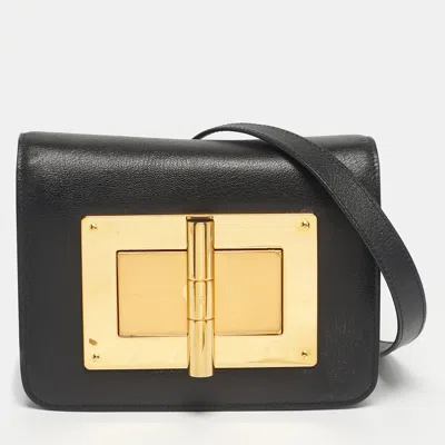 Pre-owned Tom Ford Black Leather Small Natalia Crossbody Bag