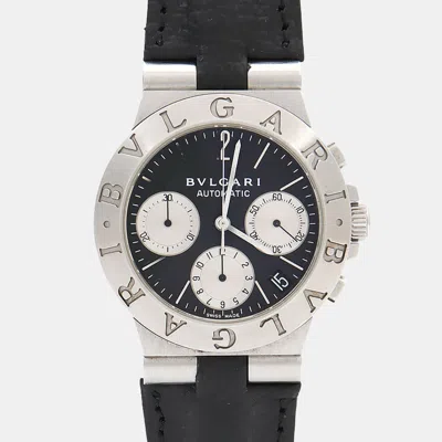 Pre-owned Bvlgari Diagono Ch35s Automatic Stainless Steel Men's Wristwatch 35.5 Mm In Black