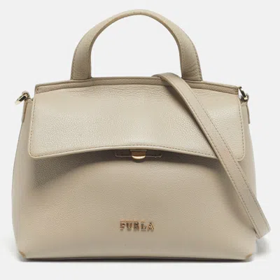 Pre-owned Furla Light Beige Leather Niki Top Handle Bag In Sand