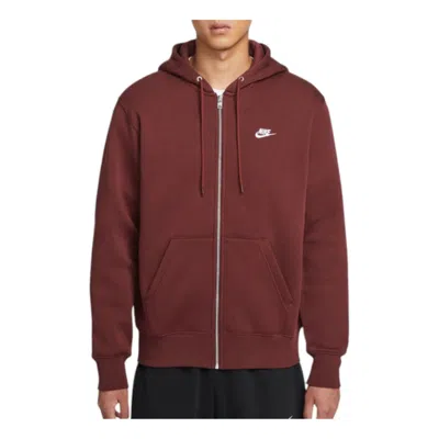 Nike Men's Club Full-zip Fleece Hoodie In Brown