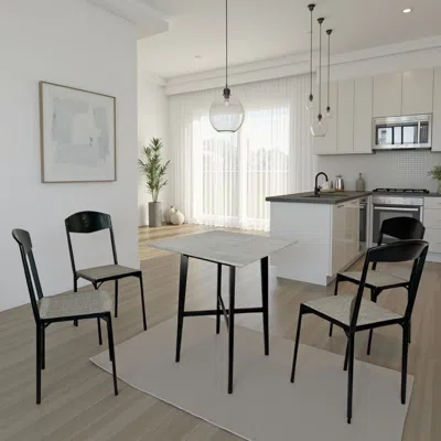 Hivvago Ashi Bar Height Dining Table, 31 Inch, White Laminate, Black Wood Frame