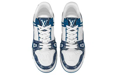 Pre-owned Louis Vuitton Lv Trainers 'white With Denim Monogram' In Multi