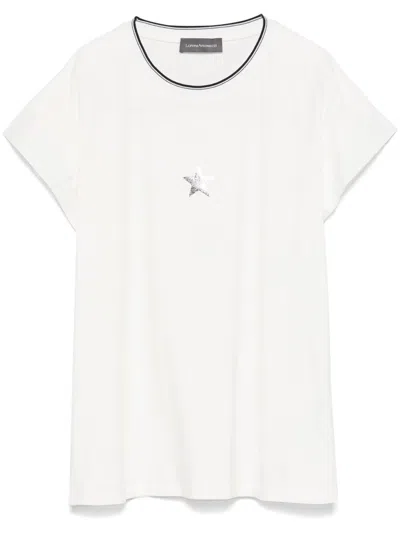 Lorena Antoniazzi Short Sleeve T-shirt With Subtle Star Embellishment In White