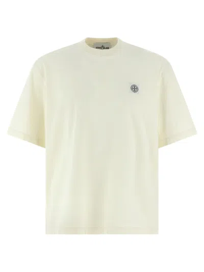 Stone Island Embroidered Cotton Jersey T-shirt In White