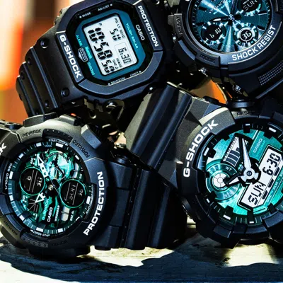 Casio G-shock Analog-digital 'black Green' In Blue