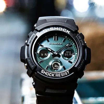 Casio G-shock Analog-digital 'black Green' In Blue