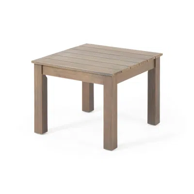 Hivvago Elin Side End Table, 20 Inch Slatted Square Top, Brown Acacia Wood In Brown