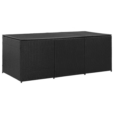 Hivvago Outdoor Storage Box With Gas Lift, 71 Inch Rectangular, Black Rattan In Black