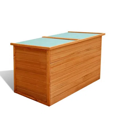 Hivvago Outdoor Deck Patio Storage Box, Hinged Lift Top, Brown Wood 28x28x50 In Brown