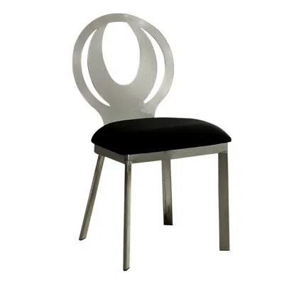Hivvago Orla Contemporary Side Chair With Black Microfabric Seat, Set Of 2 In Metallic