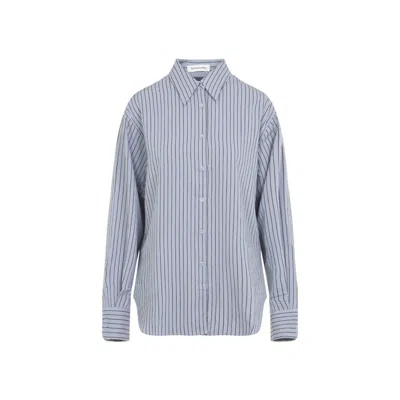 The Frankie Shop Striped Lyocell Shirt Dropped Shoulders In Blue
