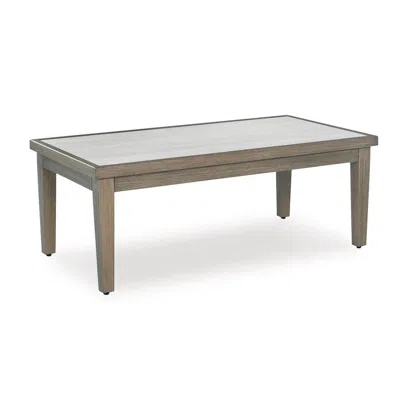 Hivvago Inaya Outdoor Coffee Table, Brown, Beige Sintered Stone Top, 49 Inch In Gray