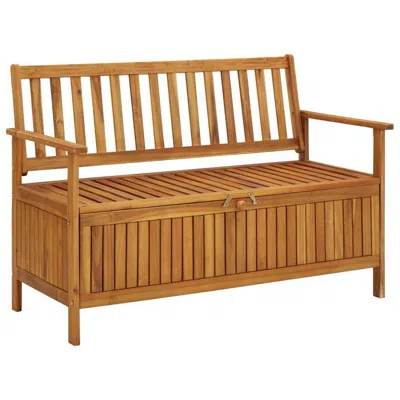 Hivvago Outdoor Storage Bench, Slatted, 47 Inch Natural Brown Acacia Wood In Brown
