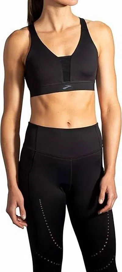 Brooks Drive Plunge Run Bra Top In Black In Black