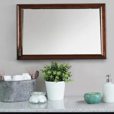 Hivvago 44 Inch Wall Mirror, Molded Trim, Rectangular Wood Frame, Cherry Brown In Brown