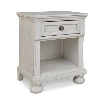 Hivvago Lea 27 Inch Nightstand, Single Drawer Traditional Style, Open Cubby, White In Gray
