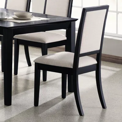 Hivvago Wooden Dining Side Chair With Cream Upholstered Seat And Back, Black, Set Of 2 In Black