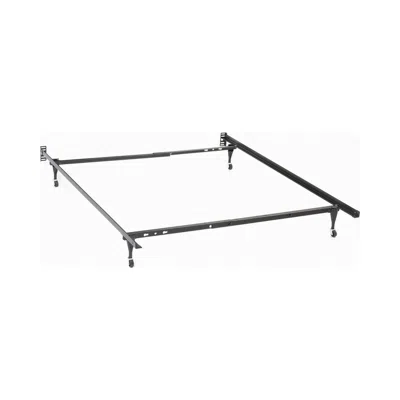 Hivvago Nit Multisize Metal Bed Frame, Twin Or Full Size, Caster Wheels, Black In Black