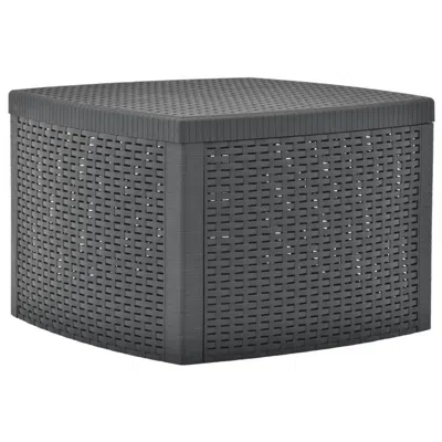 Hivvago Outdoor Side End Table, 21 Inch Square Rattan Design, Anthracite Gray In Black
