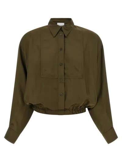 Nude Plastron Cropped Shirt In Green