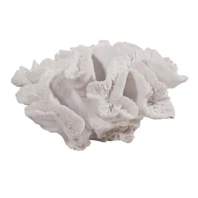 Hivvago Lily 9 Inch Faux Coral Table Figurine, Polyresin Textured Sculpture, White In Neutral