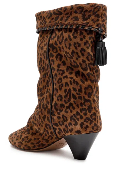 Isabel Marant Étoile Dalby 55 Leopard-print Brushed Suede Mid-calf Boots In Multi