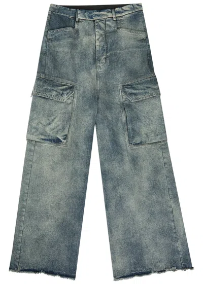 Rick Owens Blue Concordians Mastadon Firbanks Denim Cargo Pants In Blue