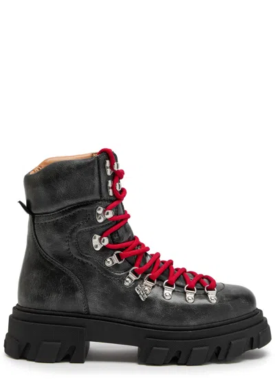 Ganni Ankle Mountain Boots Chunky Sole In Gray