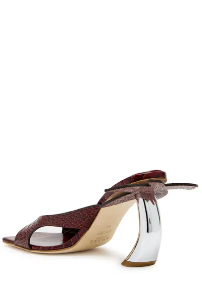 A.w.a.k.e. A.w.a.k.e Mode Chiara 90 Palm Tree Leather Mules In Brown