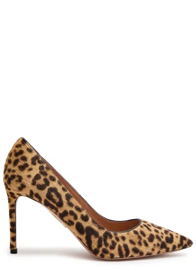 Aquazzura Purist 85 Leopard Print Pumps In Red