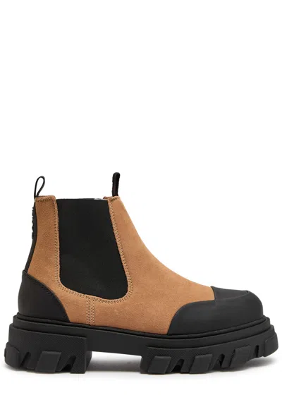 Ganni Low Chelsea Ankle Boots  Leather Brown