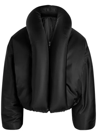 Alaïa Taffeta Padded Bomber Jacket In Black