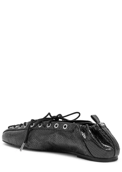 Ganni Lace Up Ballerina | In Black