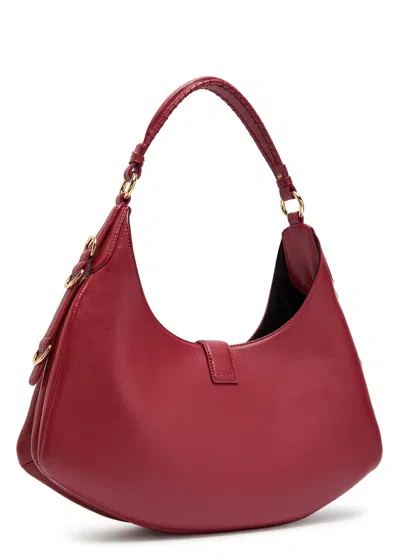 Ganni Kat Small Red Shoulder Bag With Adjustable Handle And Logo Plaque On The Front In Leather Woman In Red
