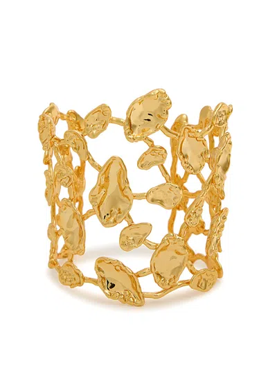 Alexis Bittar Brut Mosaic Hammered Open-work Cuff Bracelet In Gold