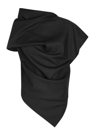 Issey Miyake Uni-form Draped Asymmetric Wool Top In Black
