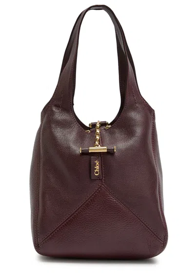 Chloé Balloon Medium Leather And Suede Shoulder Bag In Burgundy