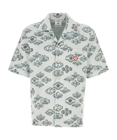 Casablanca Men Embroidered Stretch Jacquard Shirt In Gray