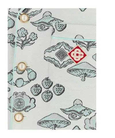 Casablanca Men Embroidered Stretch Jacquard Shirt In Gray