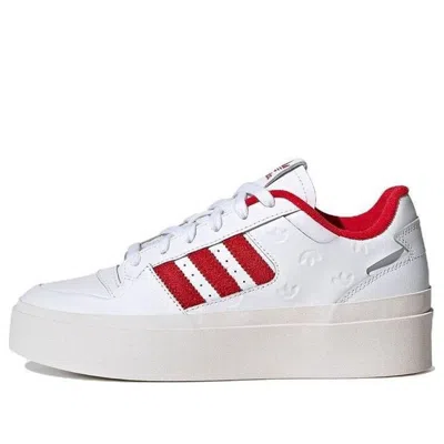 Adidas Originals (wmns) Adidas Forum Bonega 'allover Debossed Trefoils - White Scarlet' In White