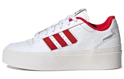 Adidas Originals (wmns) Adidas Forum Bonega 'allover Debossed Trefoils - White Scarlet' In White