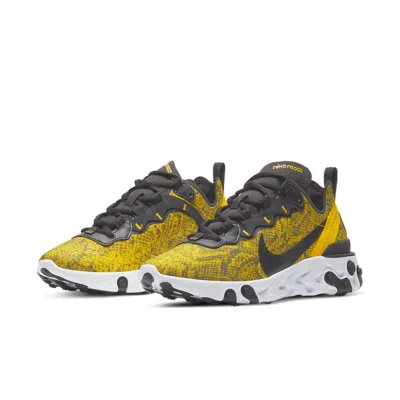 Nike React Element 55 Snake-print Mesh, Faux Leather And Felt Sneakers In Yellow