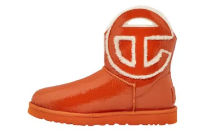 Ugg Patent Calf Leather Cutout Ankle Boots In Orange