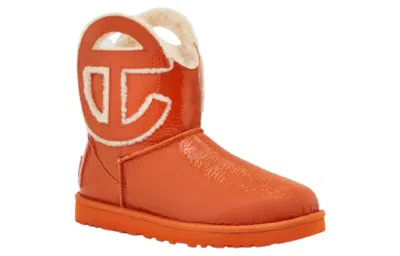 Ugg Patent Calf Leather Cutout Ankle Boots In Orange
