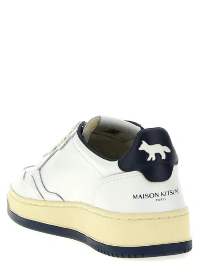 Autry X Maison Kitsune Medalist Low Top Sneakers In White