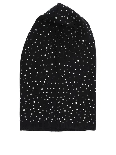 Pinko Balaclava With Drawstring And Rhinestones In Black