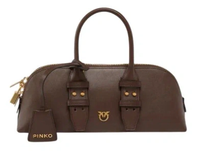 Pinko Bowling Bag Baguette Vitello Morbido In Brown
