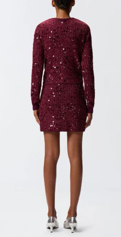 Pinko Sequined Long-sleeve Cardigan In Brown