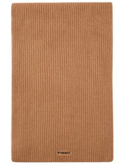 Pinko Slovenia Ribbed Label Scarf In Brown